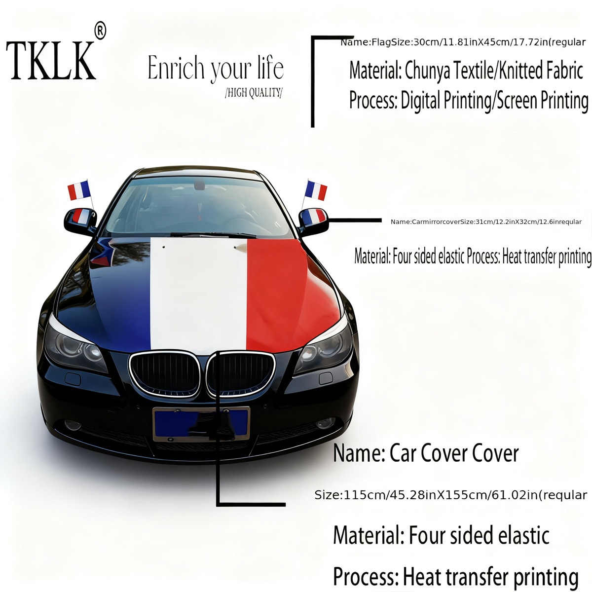 Fransa Bayrağı Kaput Örtüsü 15 - Car Accessories Banner incelemesi ve fiyatı
